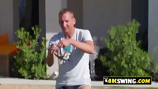 Kinky outdoor sex games with a horny group of mediocre swinger couples&period;